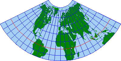 アルベルス正積円錐図法の世界図