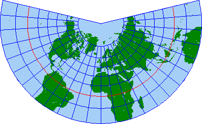 ランベルト正角円錐図法の世界図