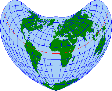 ボンヌ図法の世界図