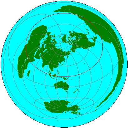 東京を中心とする正距方位世界図