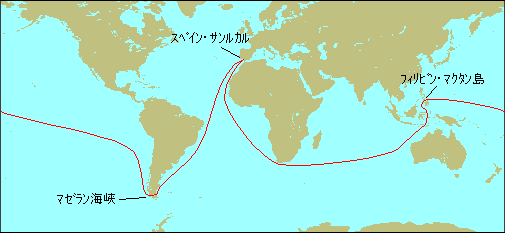 マゼランの航路地図