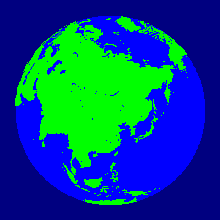 異種外射方位図法による地球概観図