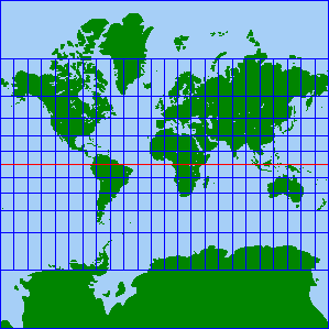 メルカトル図法の世界図